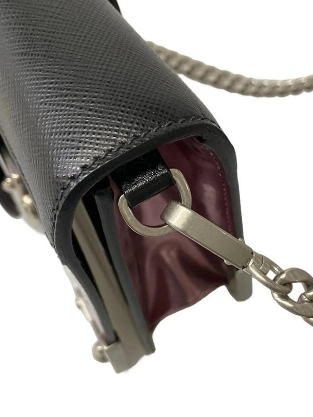 PRADA CAHiER Purple Black Silver Patent Leather Leather Shoulder Bag - Picture 6 of 15